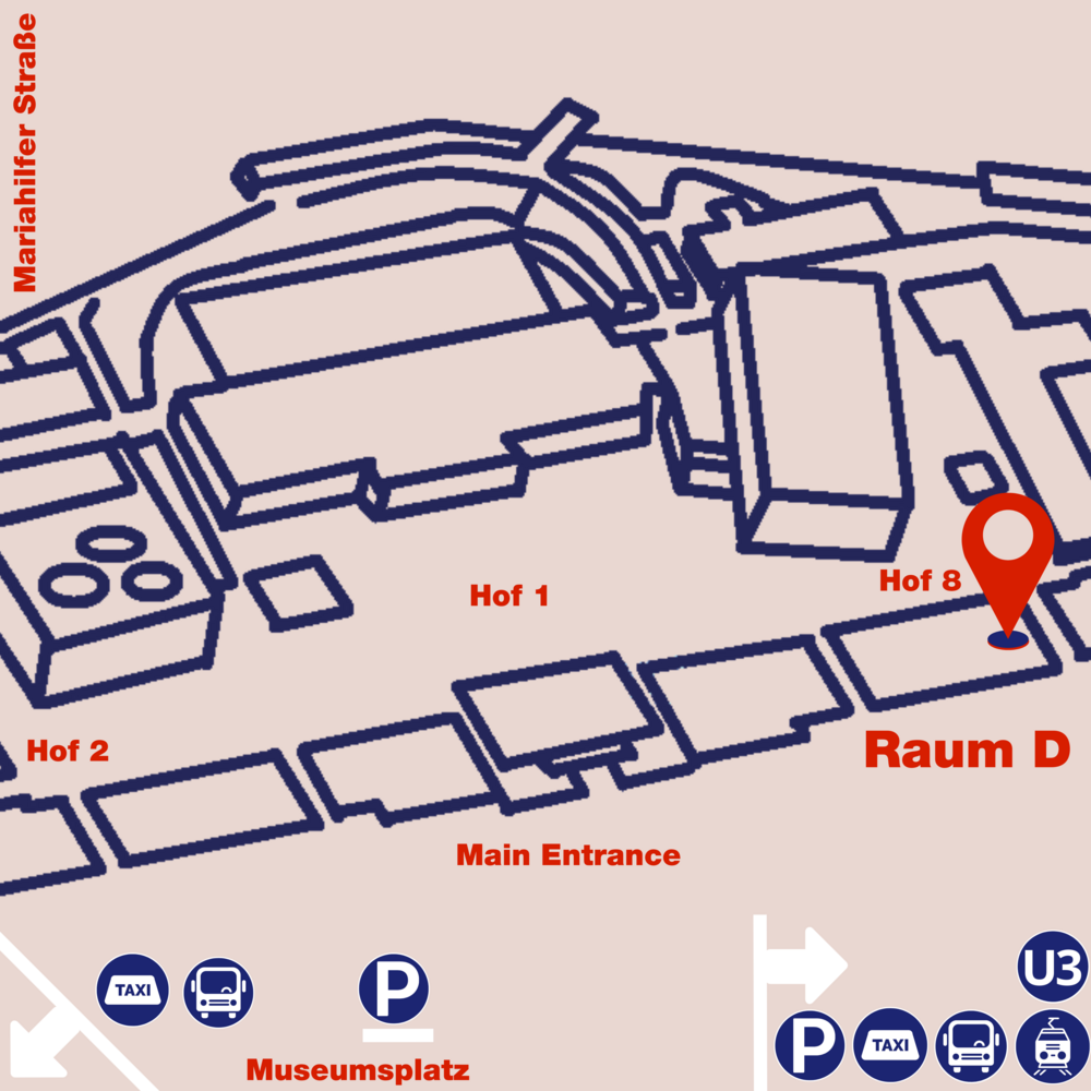 Map showing location of Raum D in Museumsquartier Wien