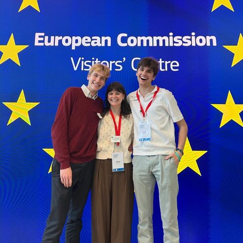 Lucas posing at European Commission