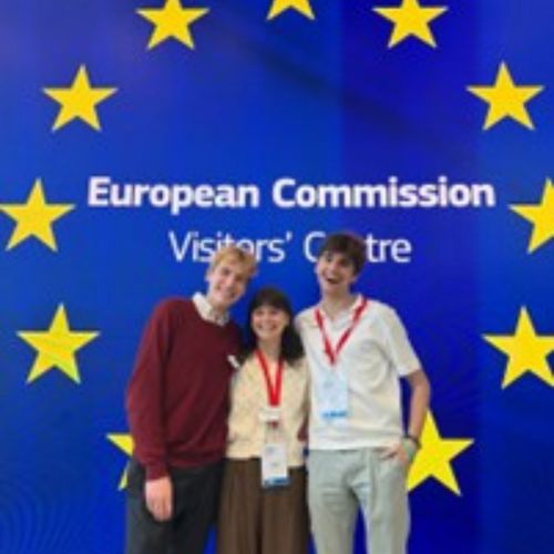 Lucas posing at European Commission